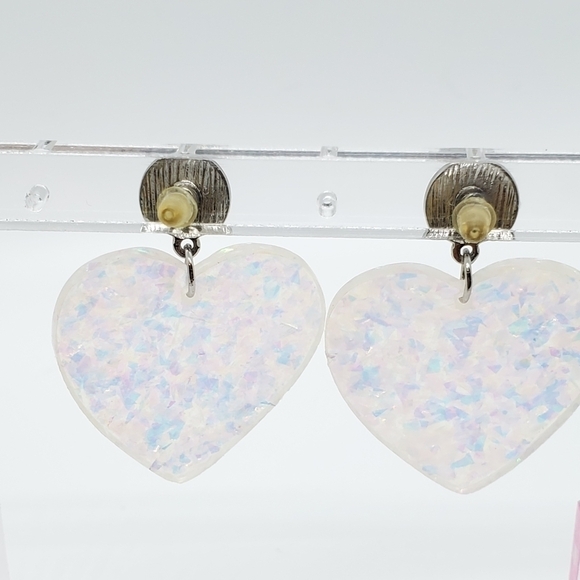 Confetti heart dangle silver button earrings - Picture 5 of 7